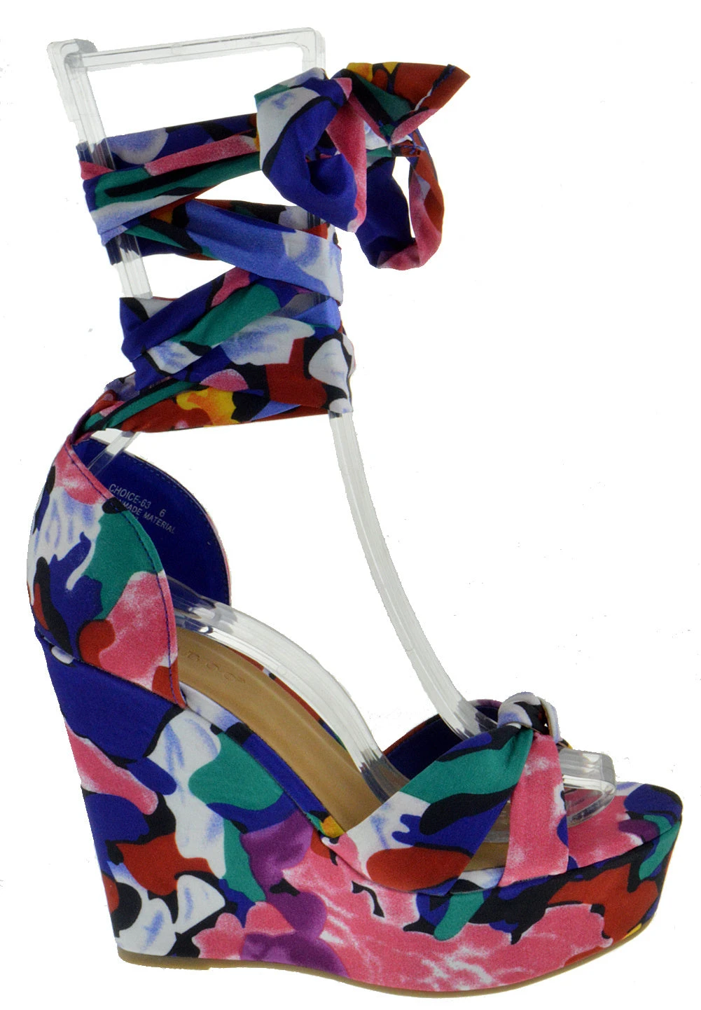 Bamboo Choice 63 Womens Floral Wrap High Heel Wedges 8 Bamboo Choice 63 Womens Floral Wrap High Heel Wedges - Image 6
