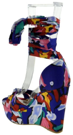 Bamboo Choice 63 Womens Floral Wrap High Heel Wedges 19 Bamboo Choice 63 Womens Floral Wrap High Heel Wedges -Bamboo Store choice 63 blue 3