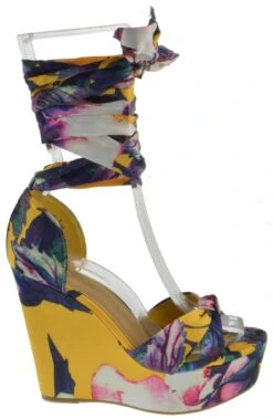 Bamboo Choice 63 Womens Floral Wrap High Heel Wedges 21 Bamboo Choice 63 Womens Floral Wrap High Heel Wedges -Bamboo Store choice 63 marigold 2