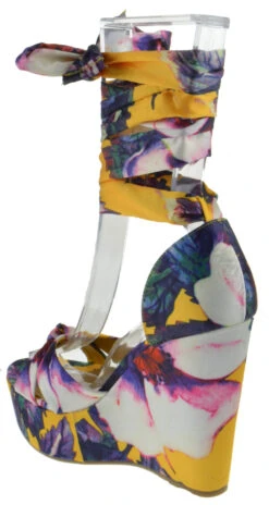 Bamboo Choice 63 Womens Floral Wrap High Heel Wedges 22 Bamboo Choice 63 Womens Floral Wrap High Heel Wedges -Bamboo Store choice 63 marigold 3