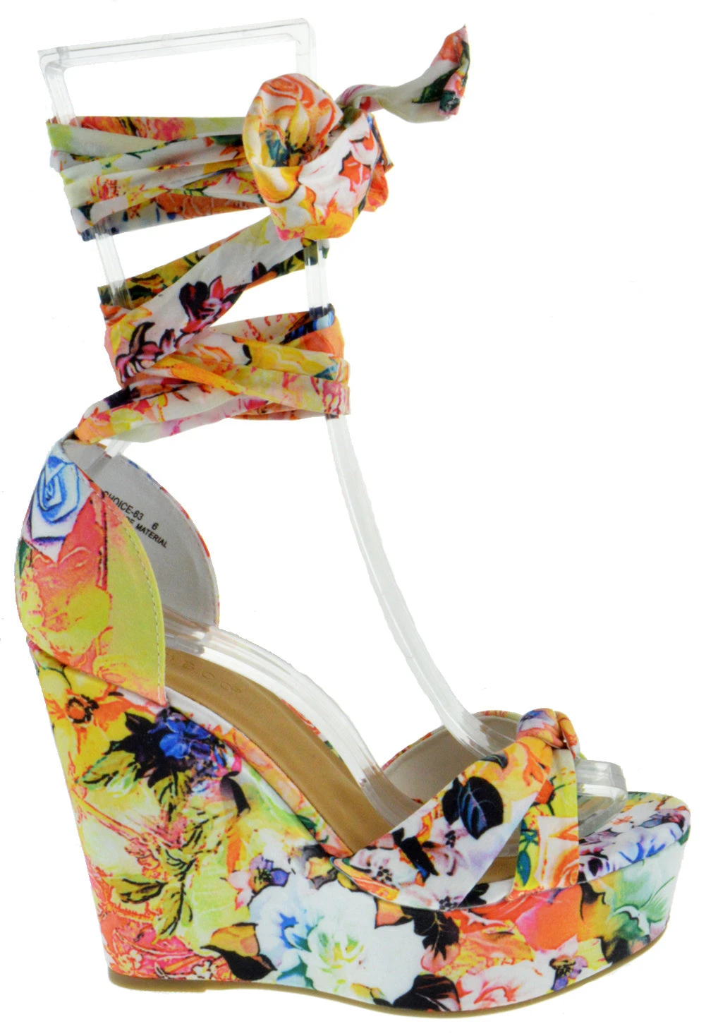 Bamboo Choice 63 Womens Floral Wrap High Heel Wedges 4 Bamboo Choice 63 Womens Floral Wrap High Heel Wedges - Image 2