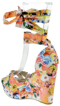 Bamboo Choice 63 Womens Floral Wrap High Heel Wedges 15 Bamboo Choice 63 Womens Floral Wrap High Heel Wedges -Bamboo Store choice 63 white 3