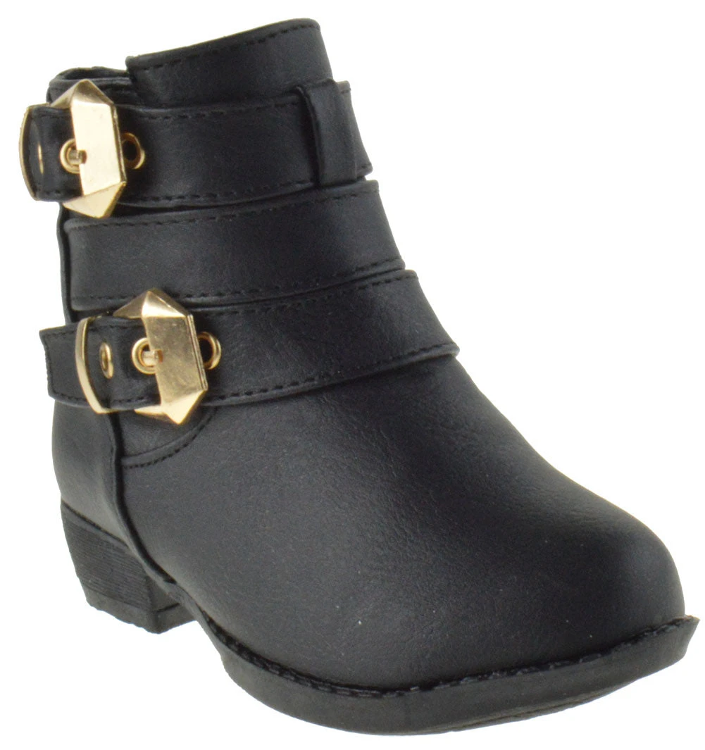 CL-14A Baby Girls Heeled Strappy Ankle Boots 3 CL-14A Baby Girls Heeled Strappy Ankle Boots