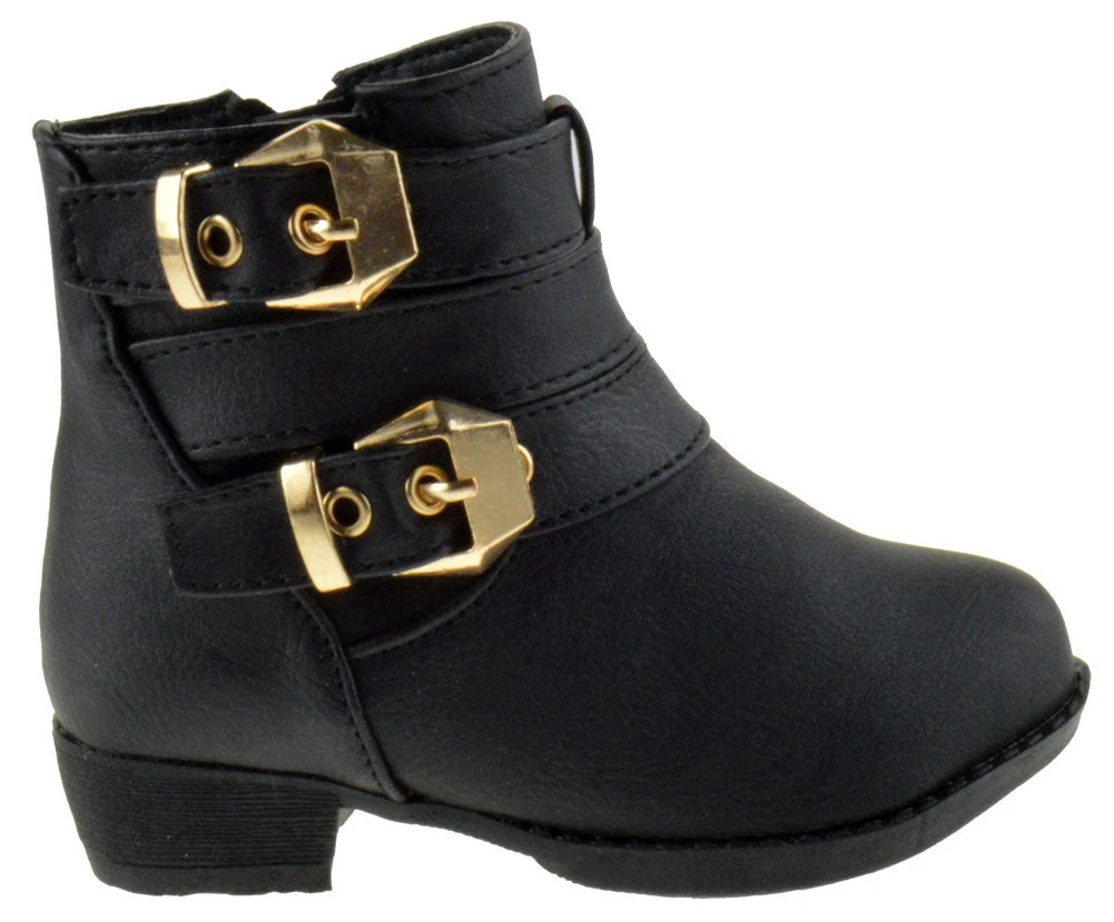 CL-14A Baby Girls Heeled Strappy Ankle Boots 4 CL-14A Baby Girls Heeled Strappy Ankle Boots - Image 2