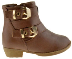 CL-14A Baby Girls Heeled Strappy Ankle Boots 9 CL-14A Baby Girls Heeled Strappy Ankle Boots -Bamboo Store cl 14a tan 2