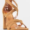 Claire 50 Women's Cross Strap High Dress Heels 1 Claire 50 Women's Cross Strap High Dress Heels -Bamboo Store claire50tan2