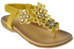 Crab 800KM Little Girl's Gladiator Floral Rhinestone Flat Sandals