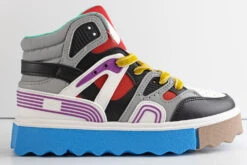 Forever Daphne 03 Women's Lace Up High Top Platform Sneakers -Bamboo Store daphne03greymulti3