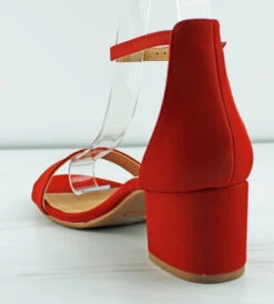 Darcie 1 Women's Single Band Low Block Heeled Dress Sandals -Bamboo Store darcie1red2