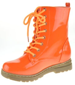 Declyn 01 Womens Patent 2 Color Lace Combat Boots Candy Red 11 -Bamboo Store declynornage 2