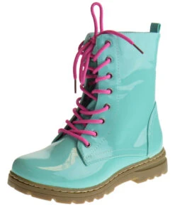 Declyn 01 Womens Patent 2 Color Lace Combat Boots Candy Red 11 -Bamboo Store declynseag 1