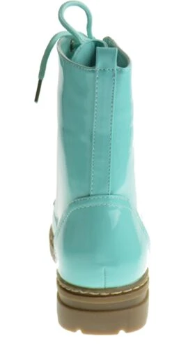 Declyn 01 Womens Patent 2 Color Lace Combat Boots Candy Red 11 -Bamboo Store declynseag 4