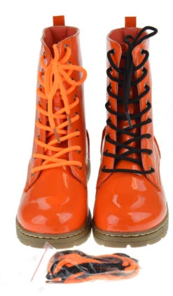Declyn 01 Womens Patent 2 Color Lace Combat Boots Candy Red 11 -Bamboo Store decorgpat 5