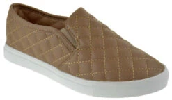 Forever Design 34 Women's Quilted Slip On Sneakers -Bamboo Store design 34 taupe 1