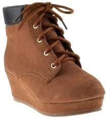 Snowball 52 Girls Lace Up Ankle Wedge Booties