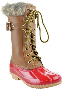 Forever Duck 10K Little Girls Lace UpKnee High Duck Boots 23 Forever Duck 10K Little Girls Lace UpKnee High Duck Boots -Bamboo Store duck10kred 1