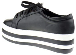 Follow 1 Women's Platform Lace Up Sneaker -Bamboo Store follow black 3