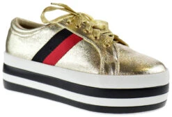 Follow 1 Women's Platform Lace Up Sneaker -Bamboo Store follow gold 1