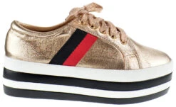 Follow 1 Women's Platform Lace Up Sneaker -Bamboo Store follow rose gold 2