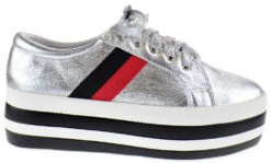 Follow 1 Women's Platform Lace Up Sneaker -Bamboo Store follow silver 2