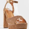 Gene 16 Womens Platform Block Heel Rhinestone Sandals -Bamboo Store gene16rosegold2