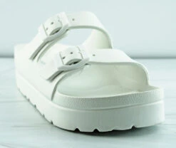 Bamboo Glee 01 Women's Double Buckle Jelly Platform Sandals -Bamboo Store glee01white3