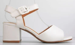 H43 100 Women's Wide Band Block Heel Low Dress Sandals -Bamboo Store h43100wht