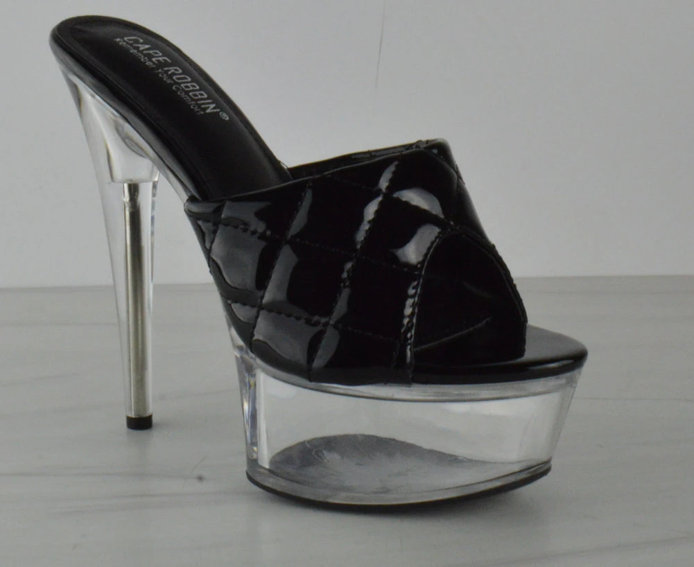 Hainey Women's Cross Stitch Clear Platform Stiletto High Heels 3 Hainey Women's Cross Stitch Clear Platform Stiletto High Heels