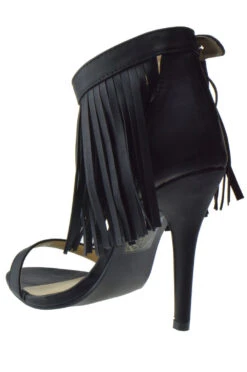 Hilda 67 Womens Stiletto Fringe High Heel Sandals -Bamboo Store hilda 67 black 3