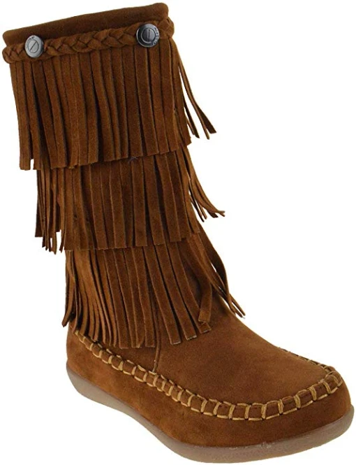 Hobo Little Girls 3 Layer Knee High Fringe Moccasin Boots 6 Hobo Little Girls 3 Layer Knee High Fringe Moccasin Boots - Image 4