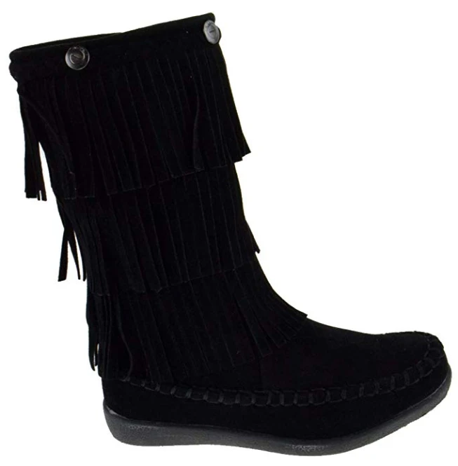 Hobo Little Girls 3 Layer Knee High Fringe Moccasin Boots 4 Hobo Little Girls 3 Layer Knee High Fringe Moccasin Boots - Image 2