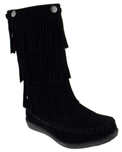 Hobo Little Girls 3 Layer Knee High Fringe Moccasin Boots