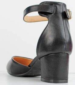 HP 001 Women's Rhinestone Block Heel Low Dress Heels -Bamboo Store hp001blk3