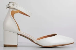 HP 001 Women's Rhinestone Block Heel Low Dress Heels -Bamboo Store hp001wht3