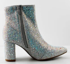 Forever Iceberg 12 Women's Rhinestone Embellished Pointed Toe Ankle Booties -Bamboo Store iceberg12silver2