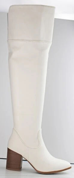 Iris 43 Women's Knee High Block Heeled Boots 15 Iris 43 Women's Knee High Block Heeled Boots -Bamboo Store iris43white