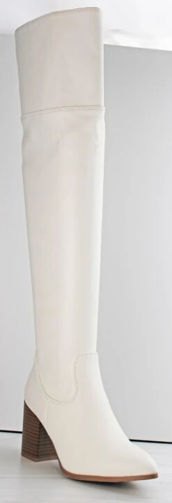 Iris 43 Women's Knee High Block Heeled Boots 14 Iris 43 Women's Knee High Block Heeled Boots -Bamboo Store iris43white2