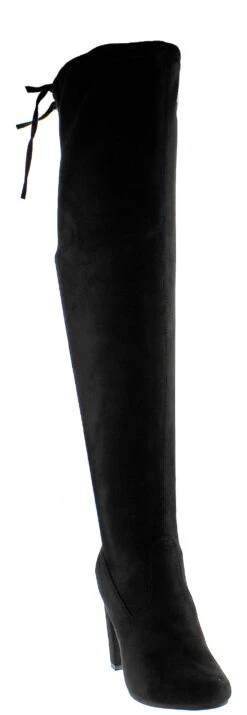 Keen 1 Women's Faux Suede Thigh High Heeled Boots 18 Keen 1 Women's Faux Suede Thigh High Heeled Boots -Bamboo Store keenblk1