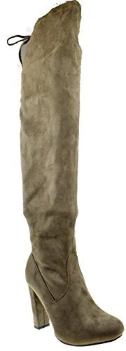 Keen 1 Women's Faux Suede Thigh High Heeled Boots 12 Keen 1 Women's Faux Suede Thigh High Heeled Boots - Image 10