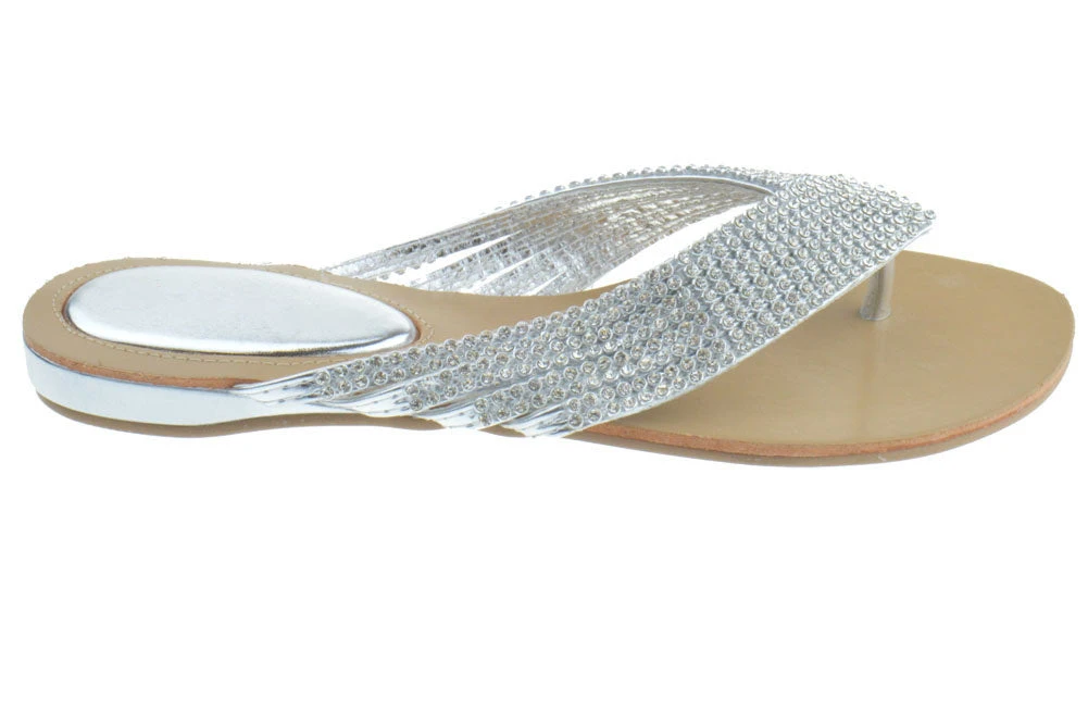 Kylie 09 Gladiator Rhinestone Thong Flat Sandals 4 Kylie 09 Gladiator Rhinestone Thong Flat Sandals - Image 2