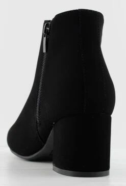 Ladd 1 Womens Faux Suede Chunky Heeled Zip Up Ankle Booties -Bamboo Store ladd1black1