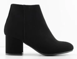 Ladd 1 Womens Faux Suede Chunky Heeled Zip Up Ankle Booties -Bamboo Store ladd1black2