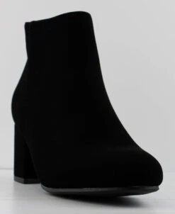 Ladd 1 Womens Faux Suede Chunky Heeled Zip Up Ankle Booties -Bamboo Store ladd1black3