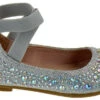 Larissa 83K Little Girls Rhinestone Elastic Strap Ballet Flats -Bamboo Store larissa 83k silver 2