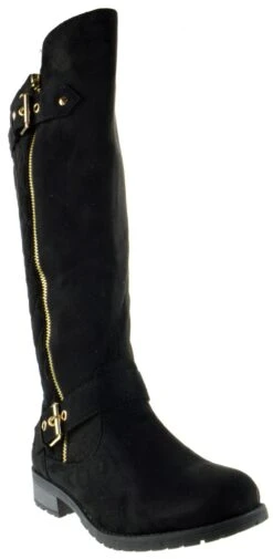 Forever Mango 23 Women's Suede Riding Knee High Buckle Boot