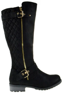 Forever Mango 23 Women's Suede Riding Knee High Buckle Boot -Bamboo Store mango 23 bk 2