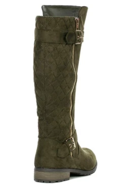 Forever Mango 23 Women's Suede Riding Knee High Buckle Boot -Bamboo Store mango 23 olive4