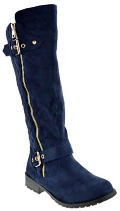 Forever Mango 23 Women's Suede Riding Knee High Buckle Boot -Bamboo Store mango 23 sued navy