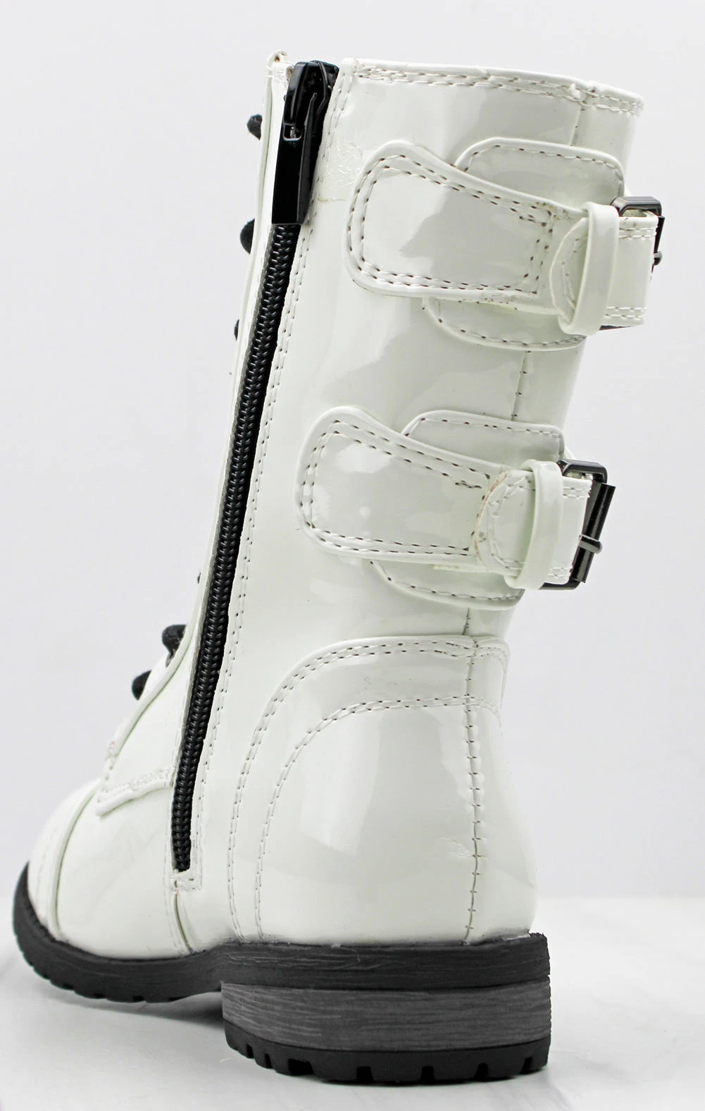 Mango 01K Little Girl's Lace Up Mid Calf Patent Combat Boots 5 Mango 01K Little Girl's Lace Up Mid Calf Patent Combat Boots - Image 3