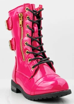 Mango 01K Little Girl's Lace Up Mid Calf Patent Combat Boots 17 Mango 01K Little Girl's Lace Up Mid Calf Patent Combat Boots -Bamboo Store mango01kfush 1